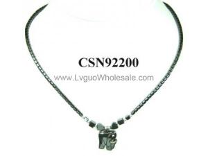 Hematite Elephant Pendant Beads Stone Chain Choker Fashion Women Necklace